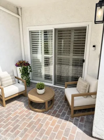 Front porch area virtually staged