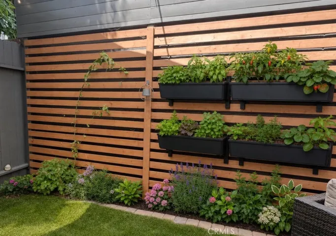 Virtually staged garden wall.