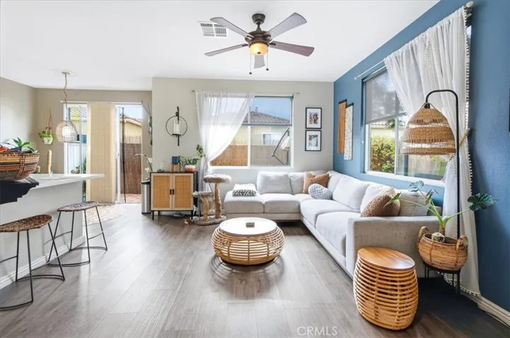 Spacious open-concept living and dining area