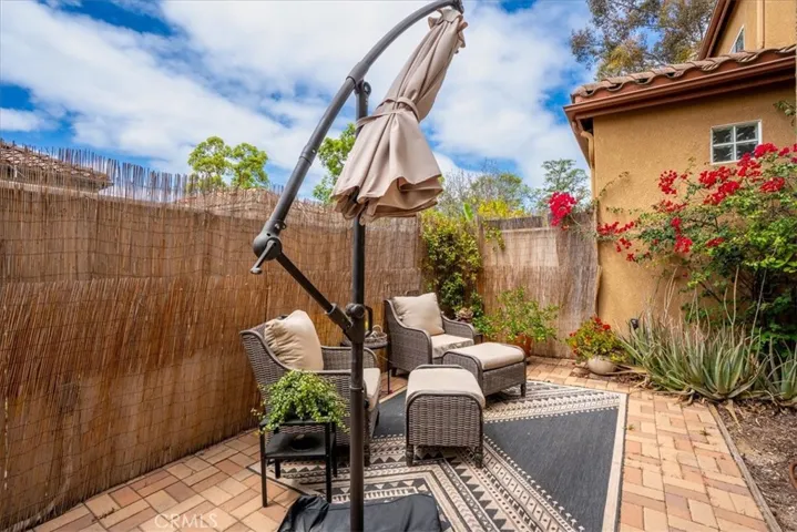 Private backyard patio seating area perfect for entertaining