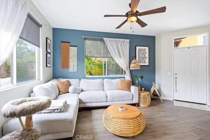 Bright living room with open layout and natural light