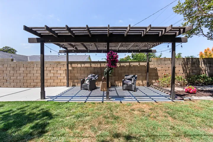 Seating area in backyard