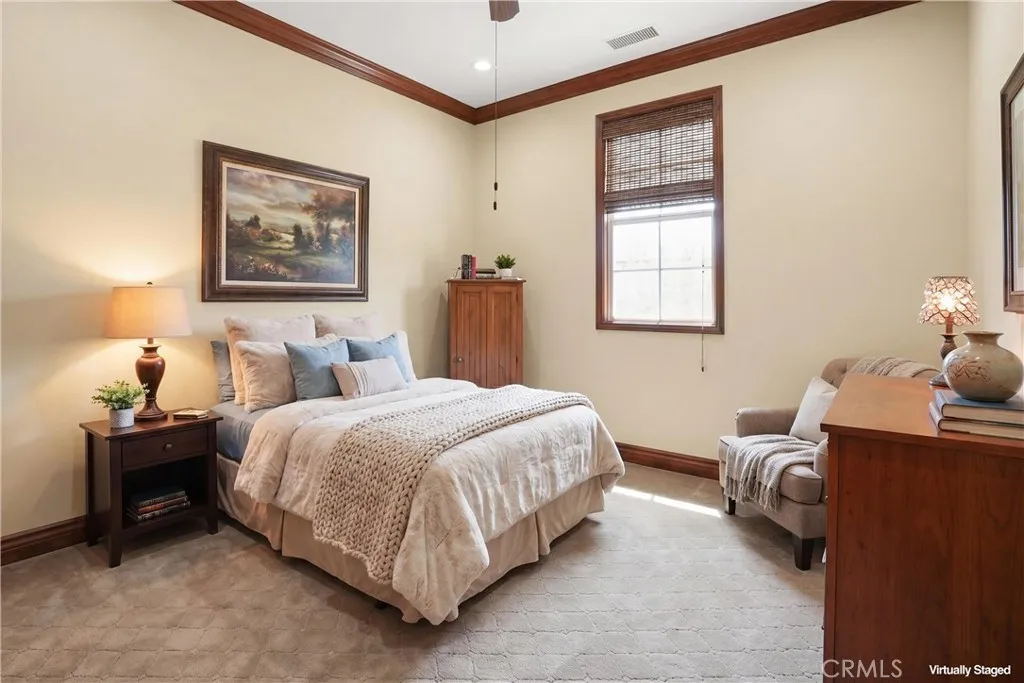 Virtually staged bedroom.