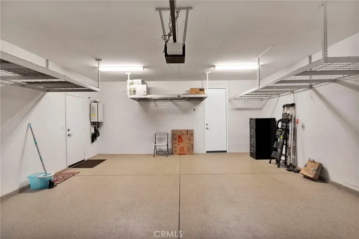 Epoxy garage with overhead storage