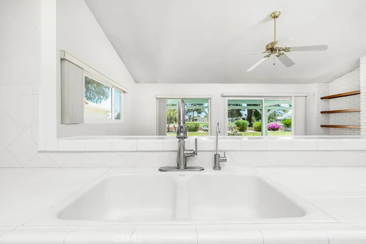 Natural lighting from the kitchen area makes it bright and cheery