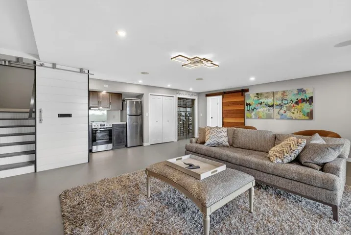 Family room with an entertainers kitchen