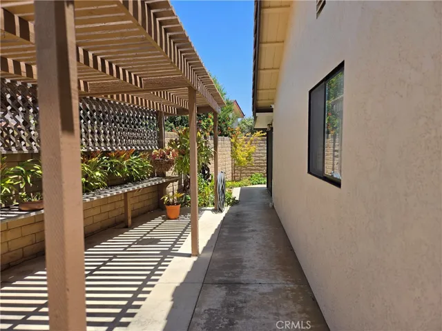 Arbor on north side of house
