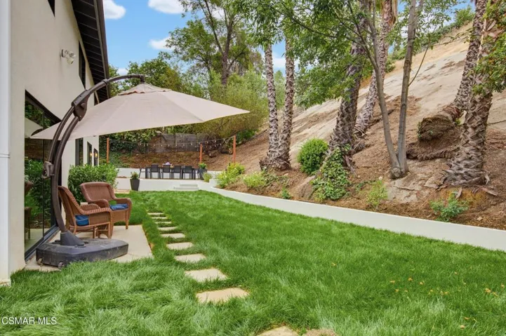 Backyard and umbrella