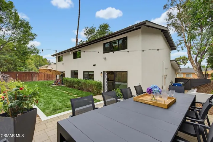 Backyard sitting area to the house