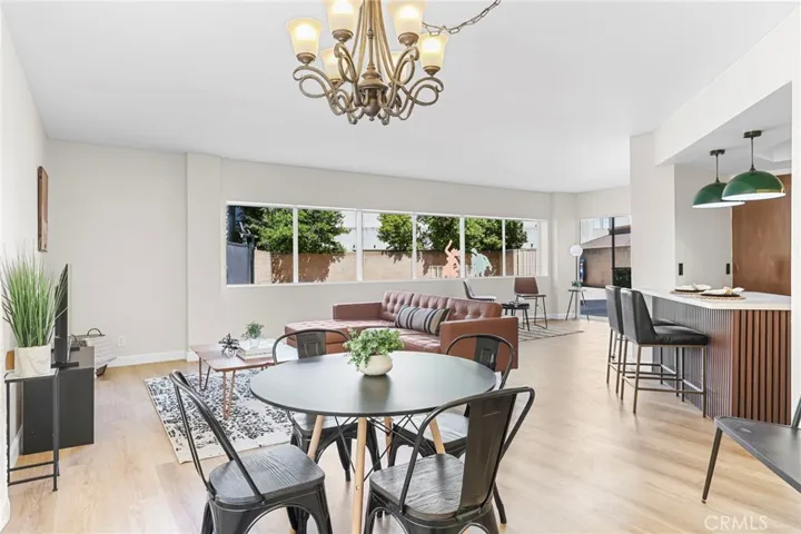 Large living and dining room space.