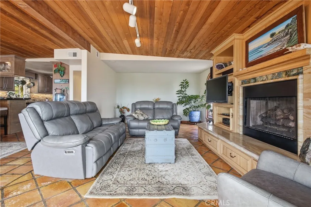Living area with custom built ins