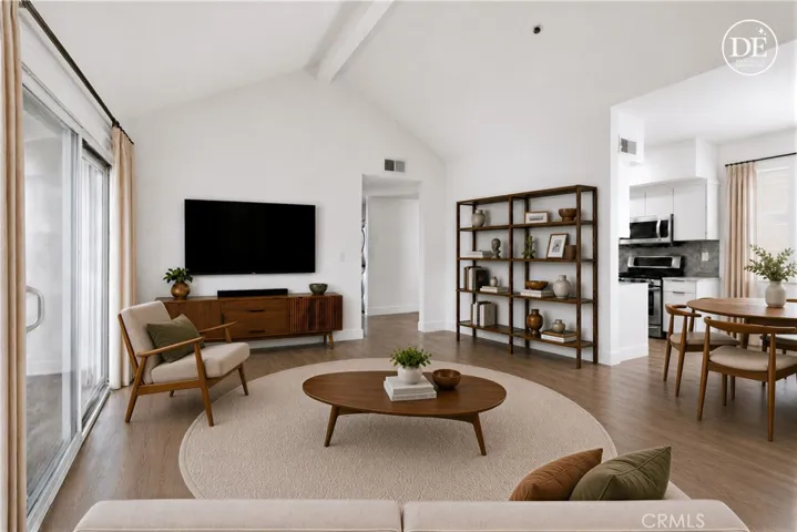 livingroom facing the hallway entrance- virtually staged