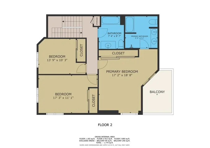 Floorplan 2nd floor with bedrooms