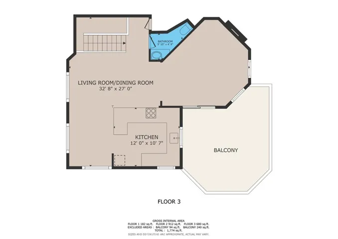 3rd floor living area and balcony deck