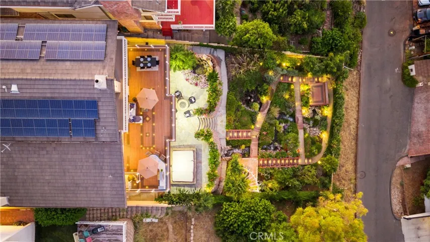 Overhead of solar and gardens