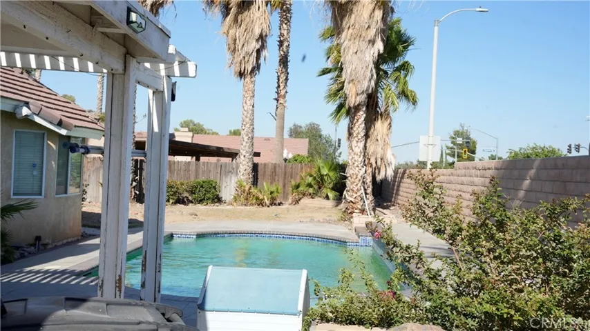 Back exterior, pool