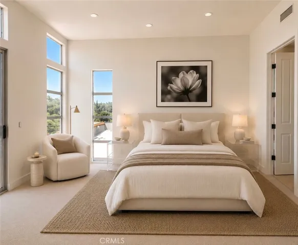 Virtually staged primary bedroom