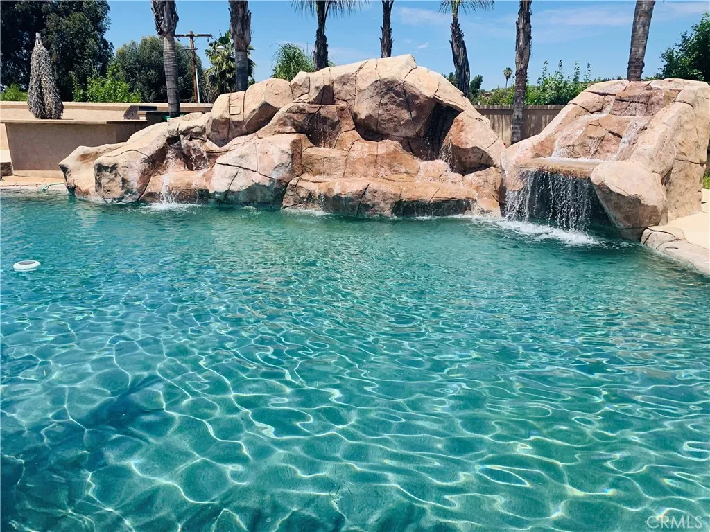Pool with waterfall and slide