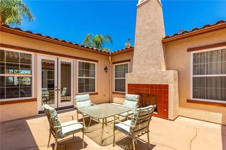 Center courtyard with fireplace