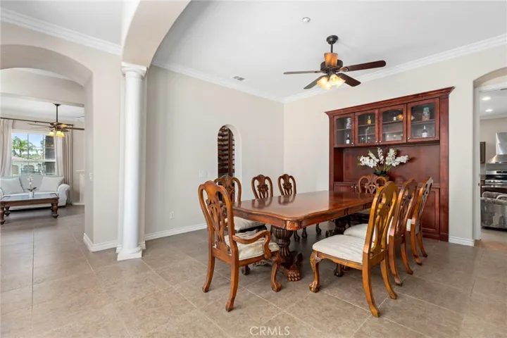 Formal dining room with built-in wine cellar