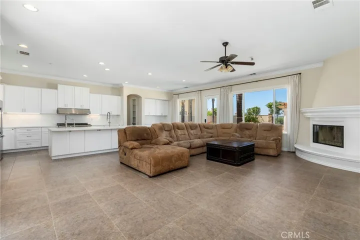 Spacious family room with fireplace