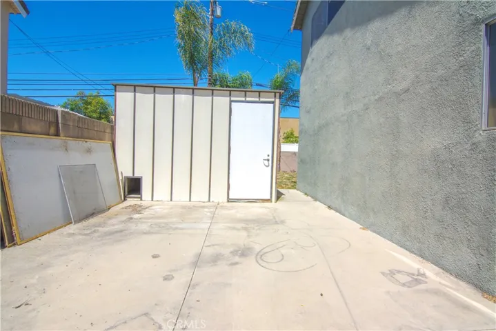 Side yard with shed