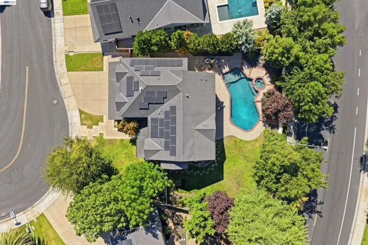 Looking down on home and lot