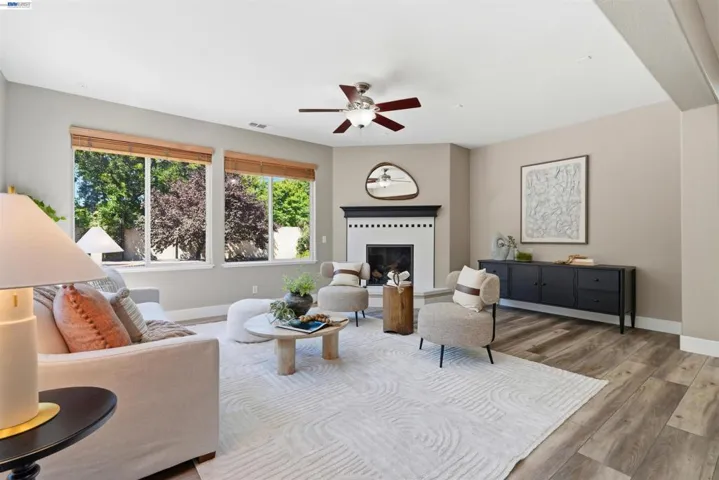 Family room with fireplace