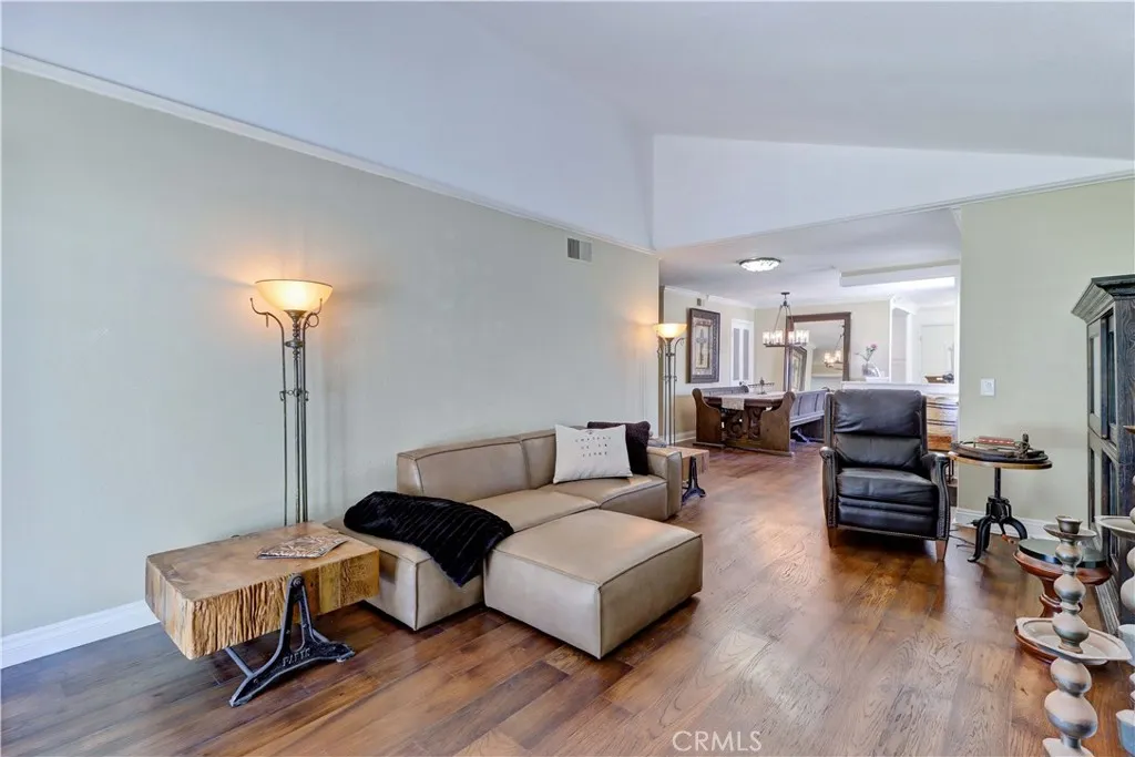 Living room opens to dining room