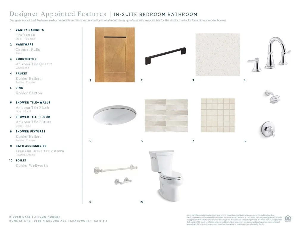 Designer Appointed Features - In-Suite Bedroom Bathroom - Zircon Modern - Homesite 16 - Hidden Oaks