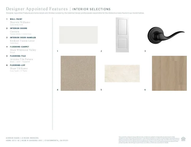 Designer Appointed Features - Interior Selections - Zircon Modern - Homesite 16 - Hidden Oaks