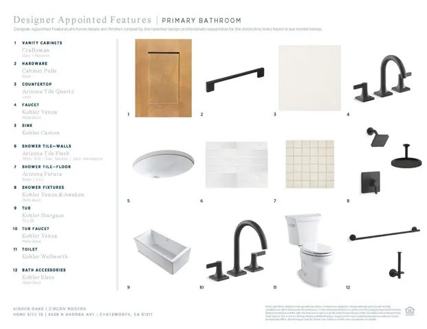 Designer Appointed Features - Primary Bathroom - Zircon Modern - Homesite 16 - Hidden Oaks