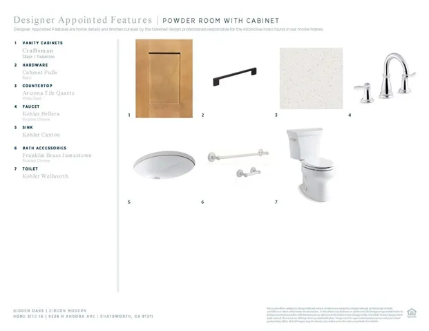 Designer Appointed Features - Powder Room with Cabinet - Zircon Modern - Homesite 16 - Hidden Oaks