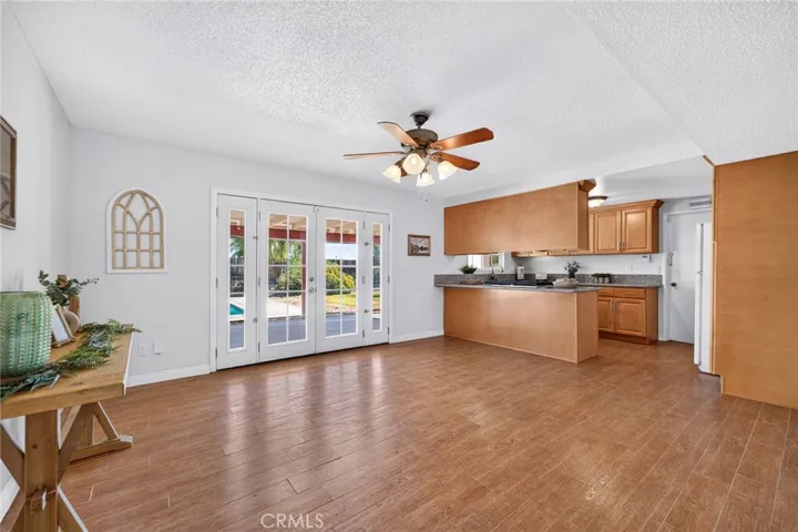 Large room for dining or family room opens up to the kitchen