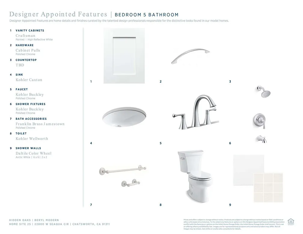 Designer Appointed Features - Bedroom 5 Bathroom - Beryl Modern - Homesite 25 - Hidden Oaks