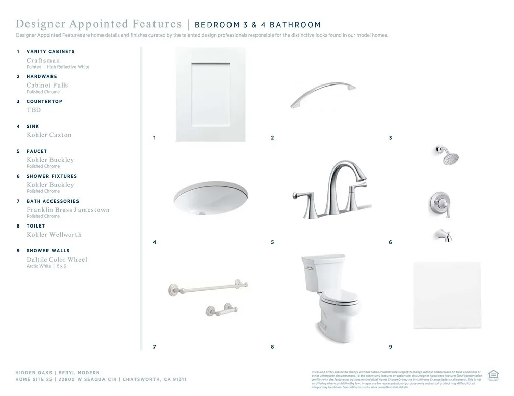 Designer Appointed Features - Bedroom 3 & 4 Bathroom - Beryl Modern - Homesite 25 - Hidden Oaks