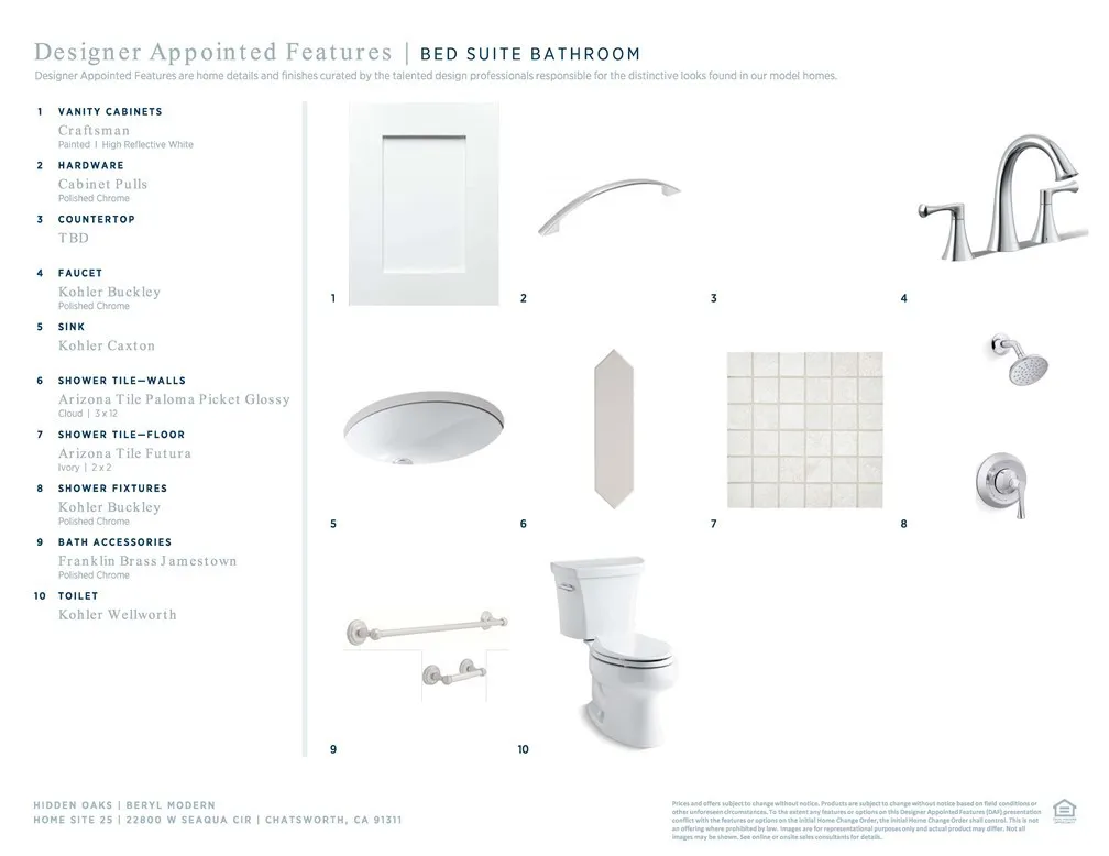Designer Appointed Features - Bed Suite Bathroom - Beryl Modern - Homesite 25 - Hidden Oaks
