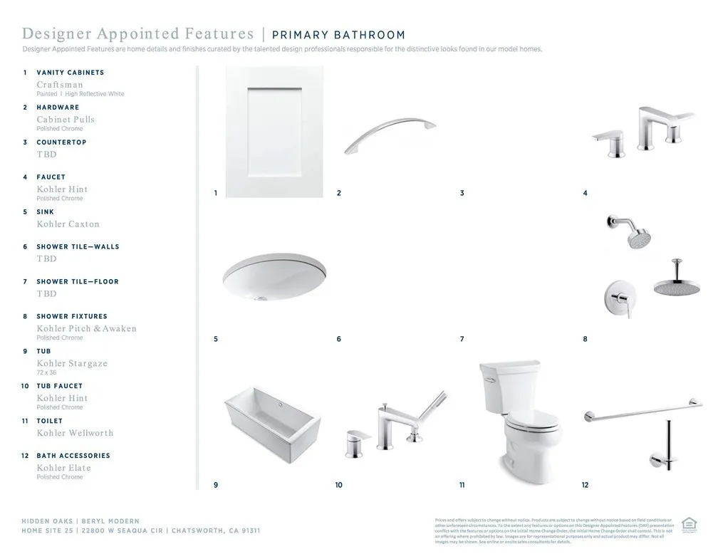 Designer Appointed Features - Primary Bathroom - Beryl Modern - Homesite 25 - Hidden Oaks