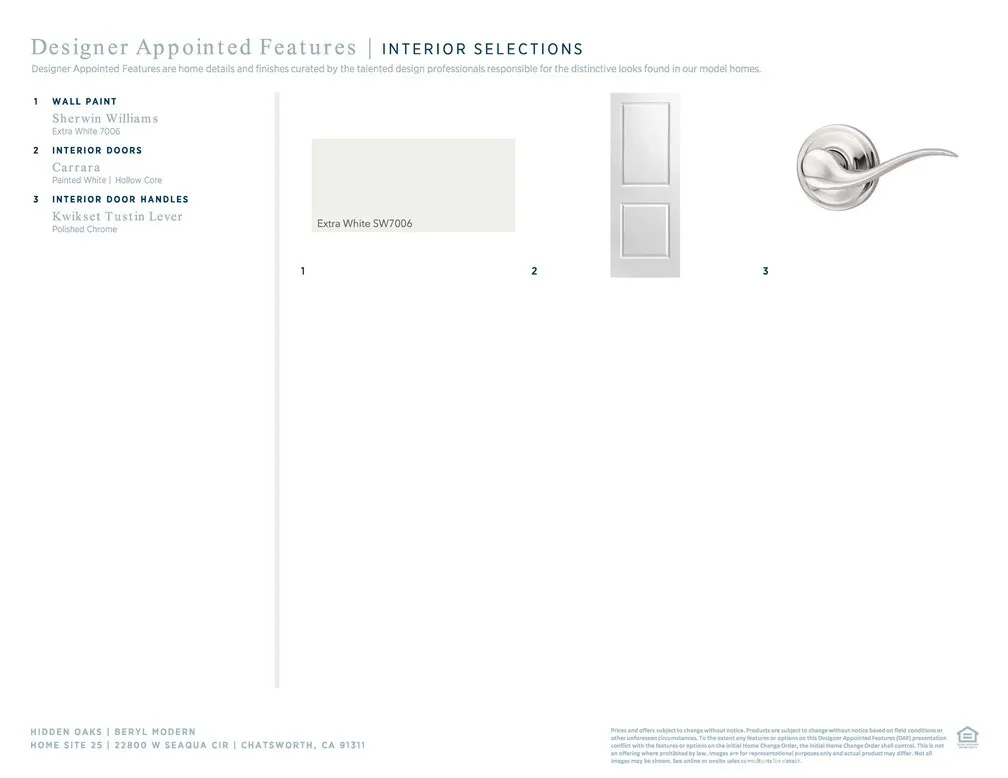 Designer Appointed Features - Interior Selections - Beryl Modern - Homesite 25 - Hidden Oaks