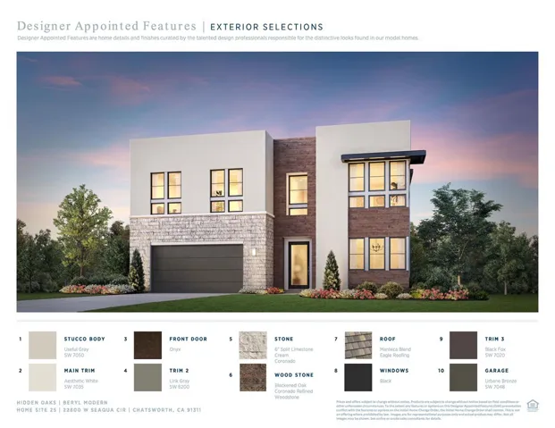 Designer Appointed Features - Exterior Selections - Beryl Modern - Homesite 25 - Hidden Oaks