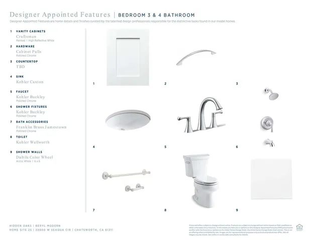 Designer Appointed Features - Bedroom 3 & 4 Bathroom - Beryl Modern - Homesite 25 - Hidden Oaks