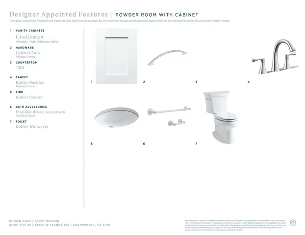 Designer Appointed Features - Powder Room with Cabinet - Beryl Modern - Homesite 25 - Hidden Oaks
