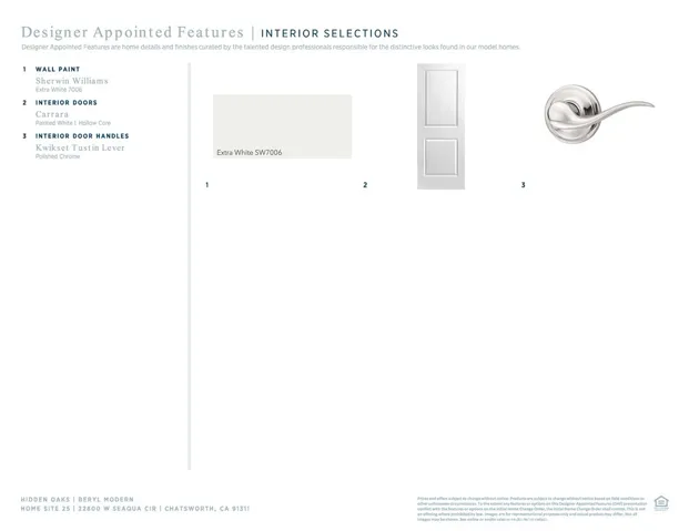 Designer Appointed Features - Interior Selections - Beryl Modern - Homesite 25 - Hidden Oaks