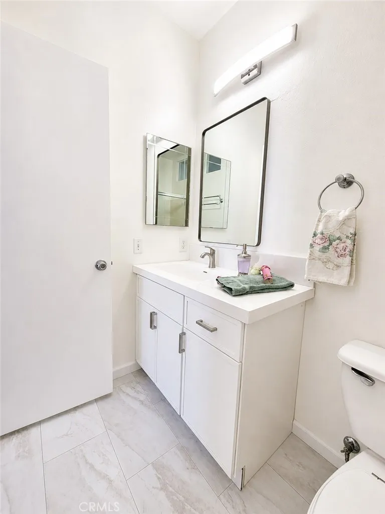 newly remodeled master bath vanity and floor
