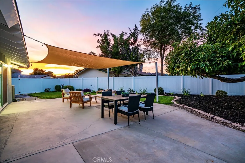 The backyard at sunset.