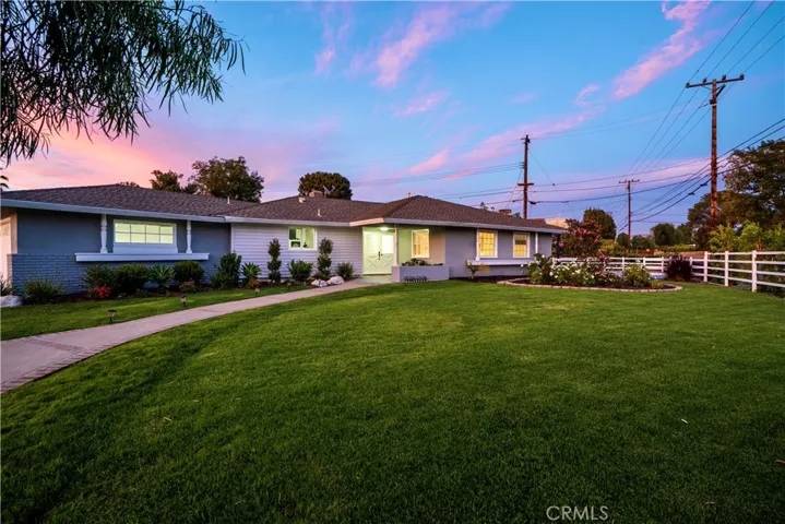 The front yard at sunset.