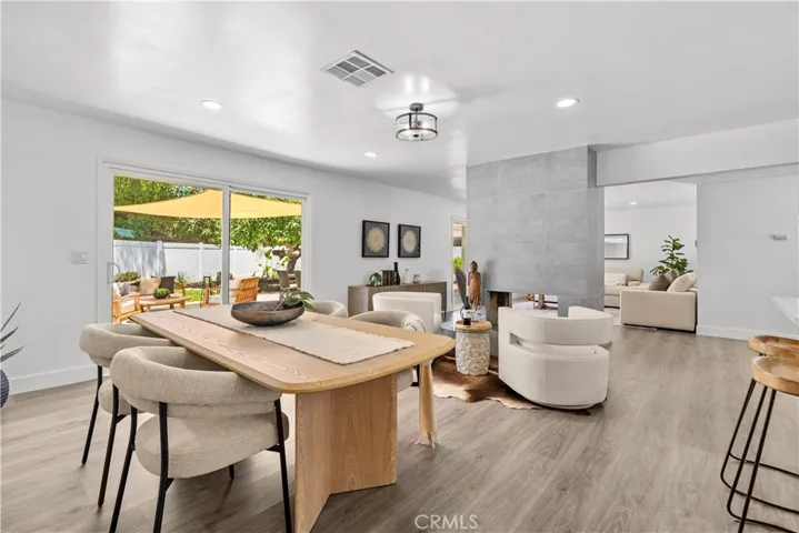 From the kitchen into the dining room.