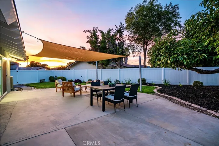 The backyard at sunset.