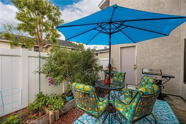 View of the Patio - note easy access Garage door in background.