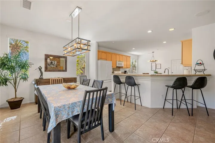 Hard surface floors in dining area